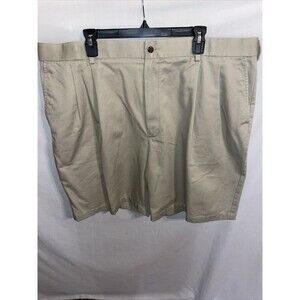 Roundtree & Yorke Golf Shorts Mens Sz 44 Khaki Chino Pockets Zip Fly Belt Loops